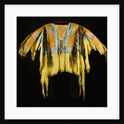 A Southern Cheyenne quilled and fringed hide warrior's shirt by Anonymous