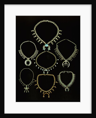 A selection of Navajo silver and turquoise necklaces by Anonymous