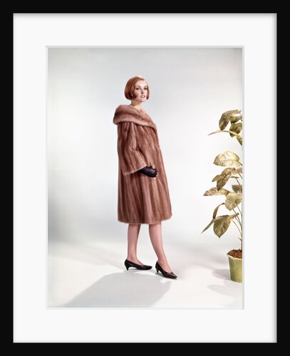 1960s Woman Wearing Fur Mink Coat by Anonymous