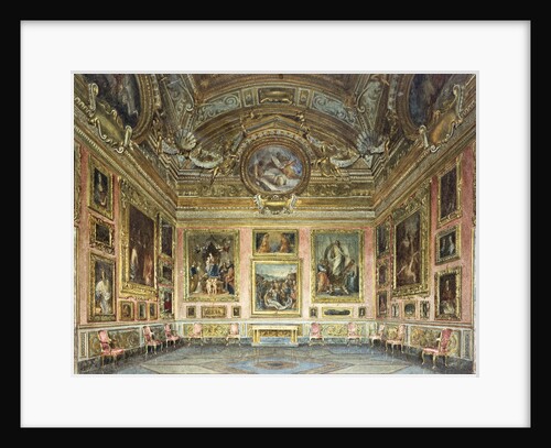 Interiors of the Palazzo Pitti, Florence: The Sala di Saturno with Perugino's 'Lamentation' flanked by paintings by Fra Bartolommeo and Raphael by Domenica Caligo by Anonymous