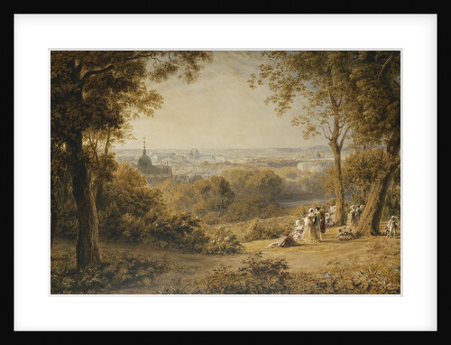 A View of Versailles with Elegant Figures in the Foreground at Sunset by George Barret the Younger