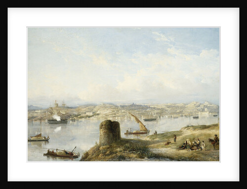 An Extensive View of Lisbon on the River Tejo with the Praca do Terreiro do Paco, the Old Cathedral and the Castelo de S. Jorge by Anonymous