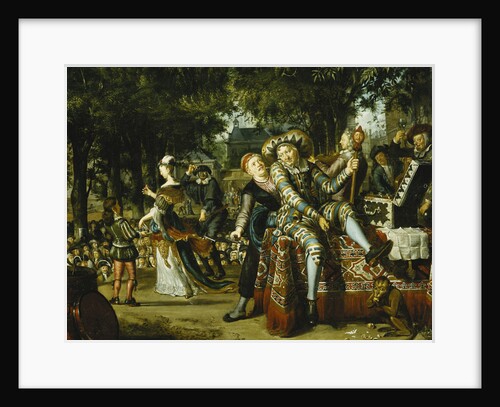 A Troop of Actors Performing Before a Crowd by Matthys Naiveu