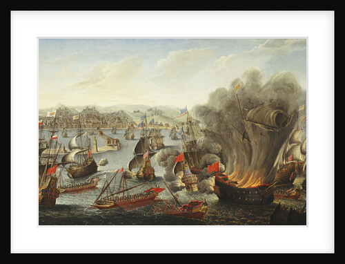 Franco-Spanish Action off the Port of Barcelona in July 1642 attributed to Pierre Puget by Anonymous