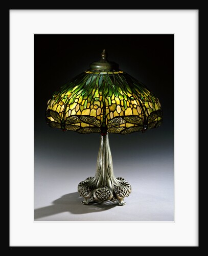 Tiffany Studios 'Drophead Dragonfly' leaded glass and bronze table lamp by Anonymous