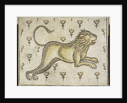 A Byzantine marble mosaic panel depicting a lion in a field of flowers by Anonymous
