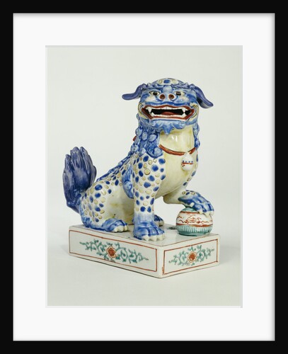 A Kakiemon model of a Karashishi decorated in iron-red, green, yellow, blue and, black enamels by Anonymous