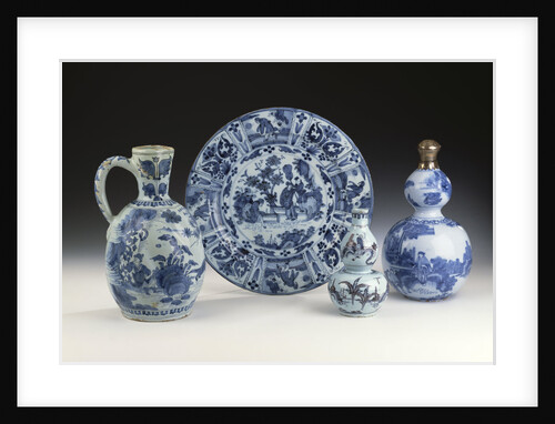 A selection of Frankfurt blue and white ceramics in a Chinese style, circa 1700 by Anonymous