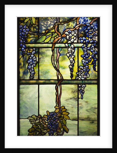 Detail of Tiffany Studios leaded glass triptych window (Wisteria) by Anonymous