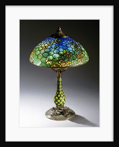 Tiffany Studios 'Butterfly' leaded glass and bronze table lamp by Anonymous