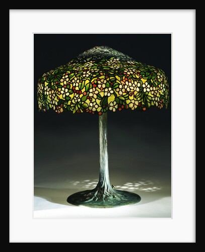 Tiffany Studios 'Apple Blossom' leaded glass and bronze table lamp by Anonymous