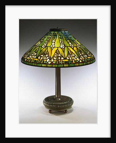 Tiffany Studios 'Arrowroot' leaded glass and bronze table lamp by Anonymous