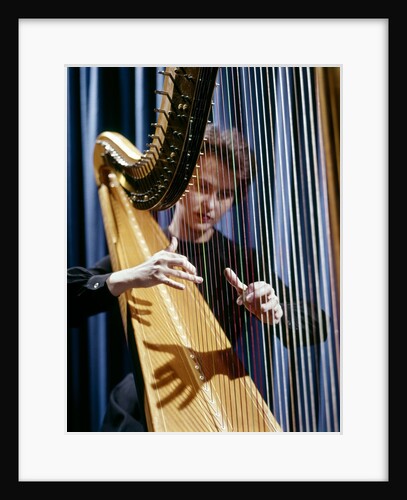 1960 1960s Retro Harp Musician Woman Strings by Anonymous