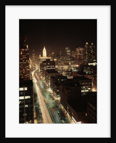 1960s Night Michigan Avenue Chicago Elevated View Illinois Retro by Anonymous