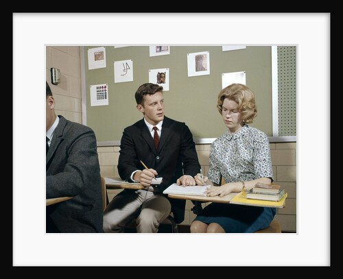 students College Collegiate Study Studying Man Woman Couple Learning 1960 1960s Retro by Anonymous