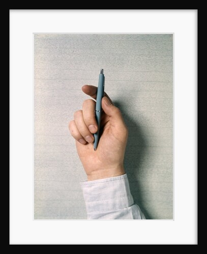 1970s Male Hand Holding Ball Point Ink Pen by Anonymous