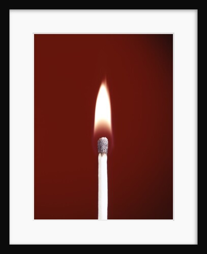 1970s Burning Wooden Safety Match On Red Background Flame by Anonymous