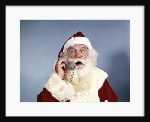 1960s Santa Claus Talking On Telephone Retro by Anonymous