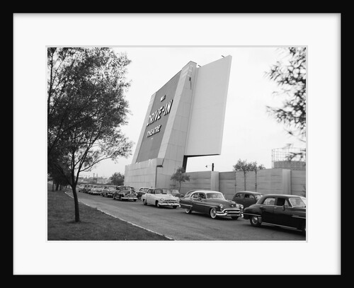 1950s Cars In Traffic Jam Leaving Entering Drive-in Theatre by Anonymous