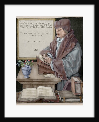 Erasmus of Rotterdam (1466-1536). Engraving by Durer. Colored by Anonymous