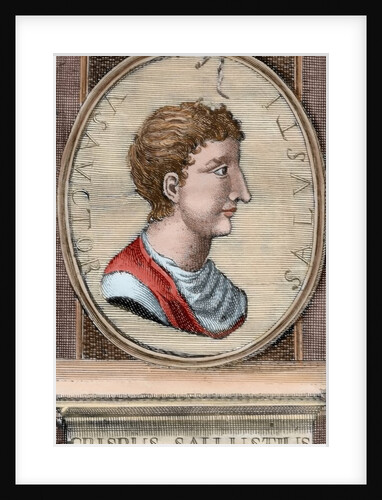 Portrait of Sallust (86-35 BC). Colored engraving, 1772 by Anonymous