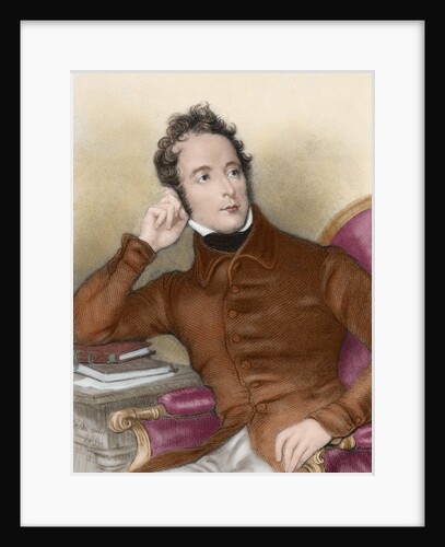 Lamartine, Alphonse de (1790-1869). French romantic writer and politician. Colored engraving by Anonymous