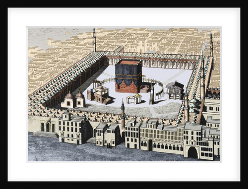 The Kaaba in Mecca. Colored engraving by Anonymous