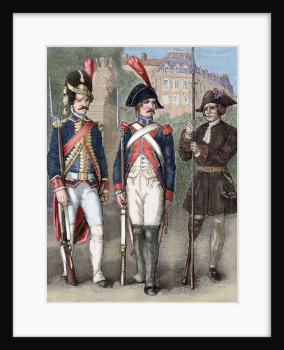 France. Guard of National Convention (center), French Grenadier Guard (left) and crippled (right) by Anonymous