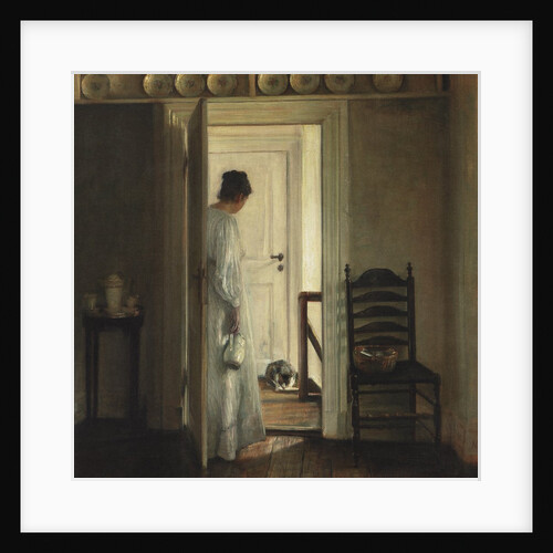 Woman giving cat milk by Anonymous