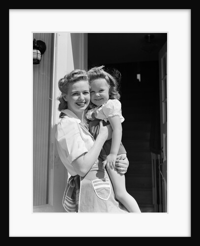 1940s Portrait Woman Mother Holding Girl Daughter Smiling Looking At Camera by Anonymous