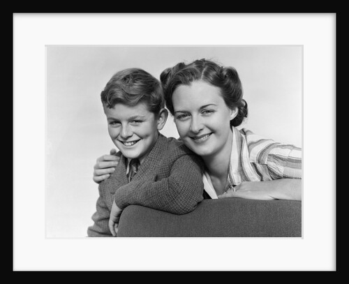 1940s Portrait Woman Mother Hugging Boy Son Smiling Looking At Camera by Anonymous