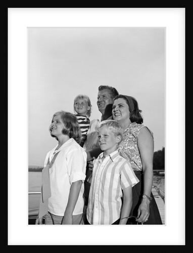 1960s Smiling Family Portrait Father Mother Two Daughters Son Standing Together Outdoors by Anonymous
