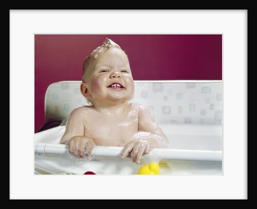 1960s Laughing Wet Baby In Bath by Anonymous