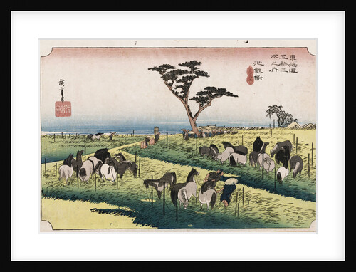 The Horse Market in the Fourth Month at Chiryu by Ando Hiroshige from the Series 'The Fifty-Three Stations of The Tokaido' by Ando Hiroshige