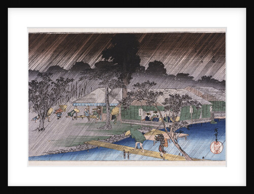 Twilight Shower at Tadasu Bank by Ando Hiroshige from the series 'Famous Places of Kyoto' by Anonymous
