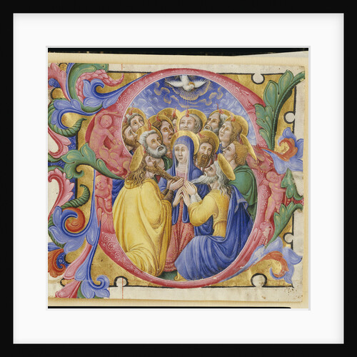 Illuminated initial depicting Pentecost by Anonymous