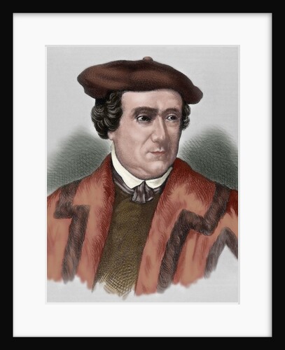 Martin Luther (1483-1546). Colored engraving by Anonymous