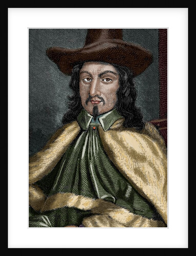John Bradshaw (1602-1659). Colord engraving by Anonymous
