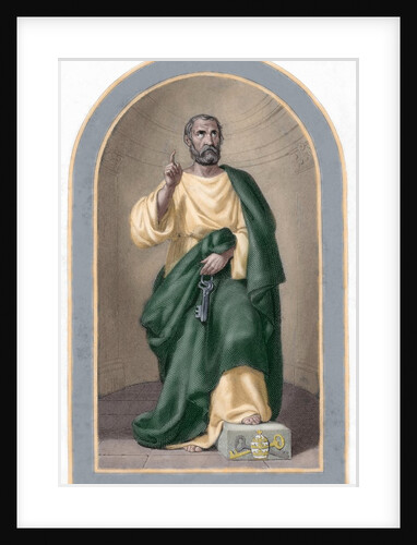 Saint Peter (c. 1 B.C.-67 A.C). Apostle of Jesus Christ and first Pope of the Catholic Church. Color by Anonymous