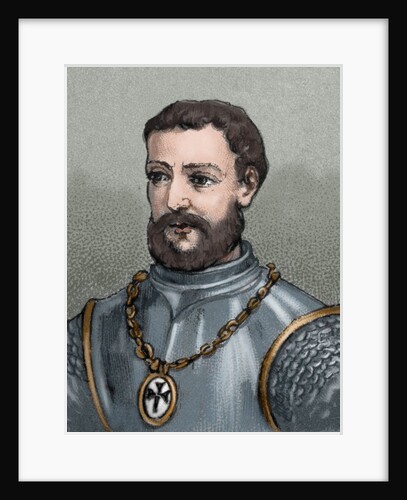 Francisco Hernandez de Cordoba (? -1517). Spanish explorer. Colored engraving by Anonymous
