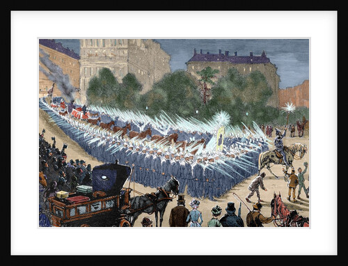 Grand procession to the electric light in New York, 1884. USA by Anonymous