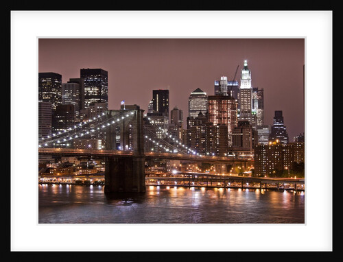 Brooklyn Bridge and Manhattan Skyline, New York City by Anonymous