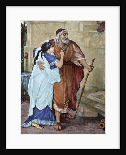 Oedipus and Antigone. Engraving by Anonymous