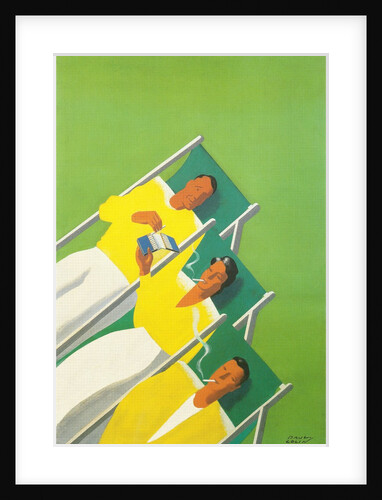 People Smoking in Deck Chairs, French Poster by Anonymous