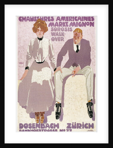 Swiss Shoe Advertisement with Couple Sitting on Wall by Anonymous