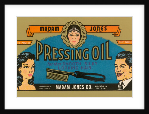 Pressing Oil Hair Tonic Label by Anonymous