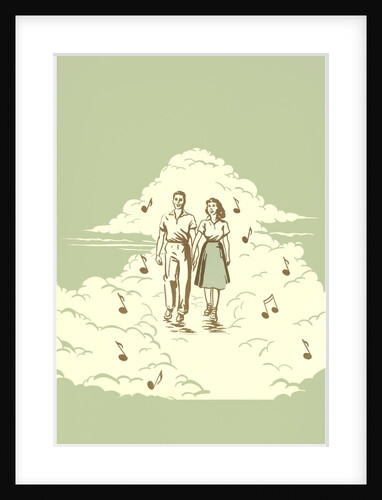 Couple Strolling on Cloud with Musical Notes by Anonymous