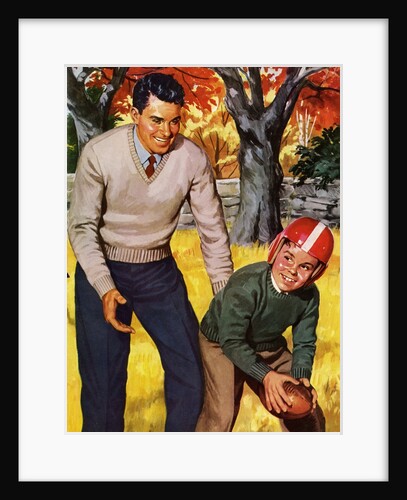 Father and Son Playing Football by Anonymous