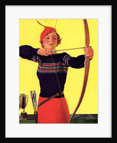 Woman Archer Takes Aim with Her Bow and Arrow by Anonymous