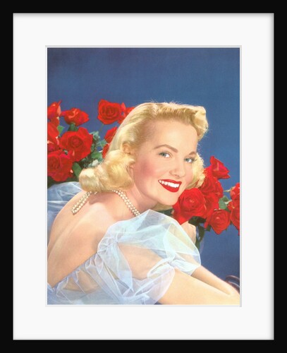 Fifties blonde with roses by Anonymous